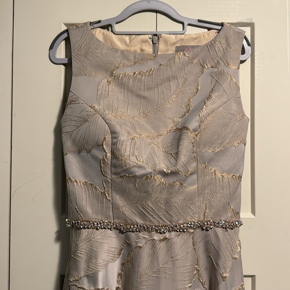 Marsoni Bateau Neckline Leaf Print Dress - Size 8 - Picture 3 of 5